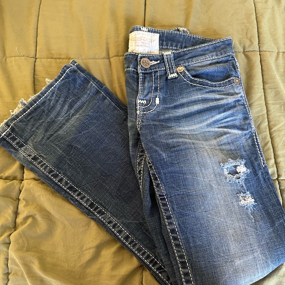 Big Star Blue Boot Cut Jeans with Distressed Details